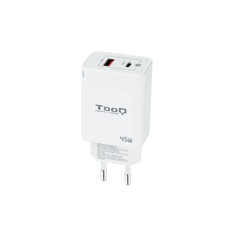 Cargador Gan de Pared TooQ TQWC-GANQCPD45WT/ 1xUSB Tipo-C/ 1xUSB/ 45W