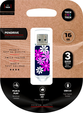 Pendrive 16GB Tech One Tech Flower Power USB 2.0