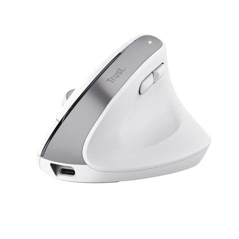 Ratón Ergonómico Inalámbrico por Bluetooth Trust Bayo+/ Batería Recargable/ Hasta 2400 DPI/ Blanco