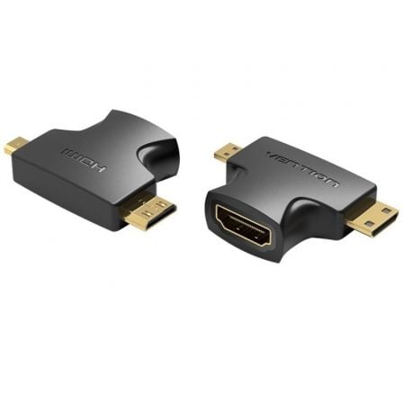 Adaptador HDMI 2 en 1 Vention AGFB0/ HDMI Hembra a Micro HDMI Macho - Mini HDMI Macho