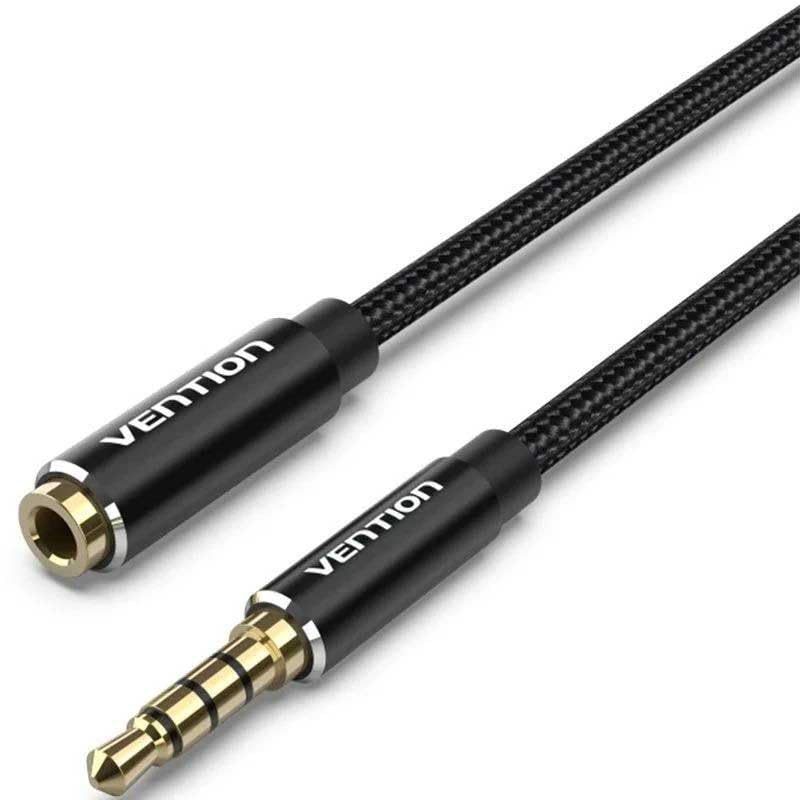 Cable Estéreo Vention BHCBF/ Jack 3.5 Macho - Jack 3.5 Hembra/ 1m/ Negro