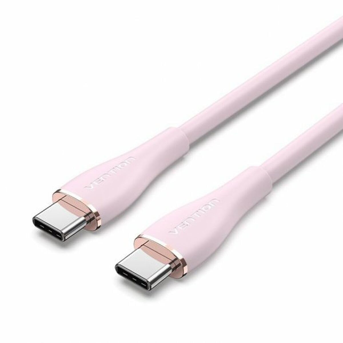 Cable USB 2.0 Tipo-C Vention TAWPG/ USB Tipo-C Macho - USB Tipo-C Macho/ Hasta 100W/ 480Mbps/ 1.5m/ Rosa