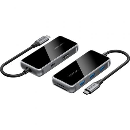 Docking USB Tipo-C Vention TFMHB/ 1xHDMI/ 3xUSB/ 1xUSB Tipo-C PD/ 1xLector Tarjetas SD y MicroSD/ Gris