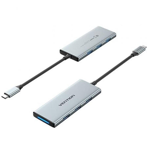 Docking USB Tipo-C Vention TOPHB/ 1xHDMI/ 3xUSB/ 1xLector Tarjetas SD y MicroSD/ Gris