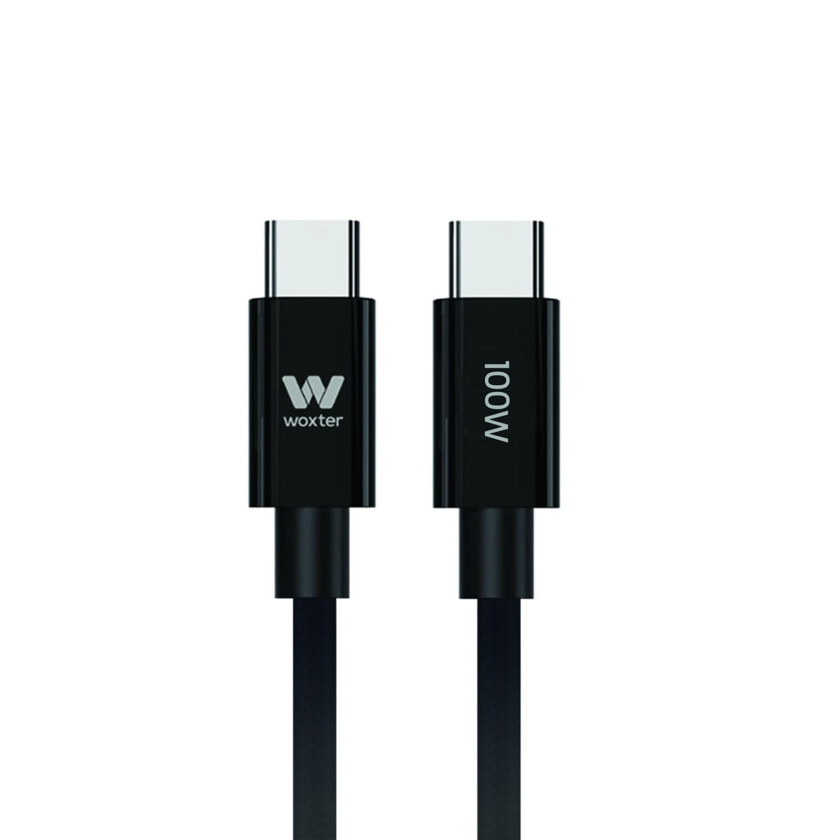 Cable USB 2.0 Tipo-C Woxter PE26-190/ USB Tipo-C Macho - USB Tipo-C Macho/ Hasta 100W/ 480Mbps/ 2m/ Negro