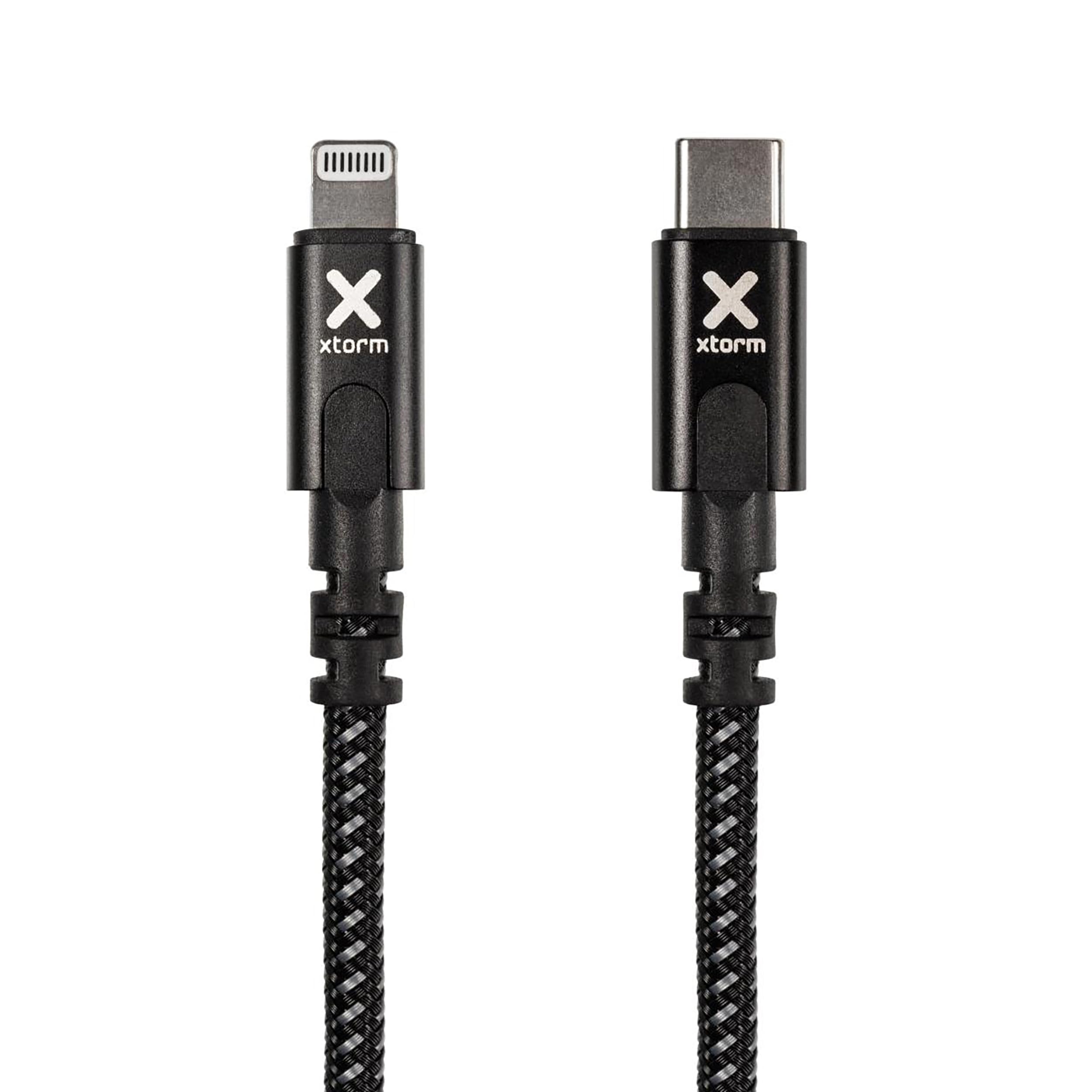 Cable USB Tipo-C Lightning Xtorm CX2041/ USB Tipo-C Macho - Lightning Macho/ Hasta 60W/ 480Mbps/ 3m/ Negro